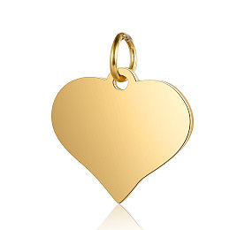 Honeyhandy 201 Stainless Steel Stamping Blank Tag Charms, Manual Polishing, Heart, Golden, 14x15x1mm, Hole: 3.5mm