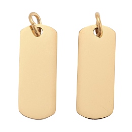 Honeyhandy 201 Stainless Steel Pendants, Manual Polishing, Rectangle, Stamping Blank Tag, Golden, 20x8x1mm, Hole: 3.5mm