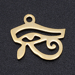 Honeyhandy 201 Stainless Steel Laser Cut Charms, Egyptian Eye of Horus, Golden, 12x13.5x1mm, Hole: 1.5mm