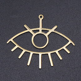 Honeyhandy 201 Stainless Steel Laser Cut Pendants, Eye, Golden, 32x39.5x1mm, Hole: 1.5mm