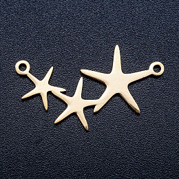 Honeyhandy 201 Stainless Steel Stamping Blank Links connectors, Star, Golden, 14.5x26.5x1mm, Hole: 1.2mm