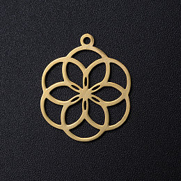 Honeyhandy 201 Stainless Steel Filigree Charms, Seed of Life/Sacred Geometry, Golden, 22.5x18.5x1mm, Hole: 1.5mm