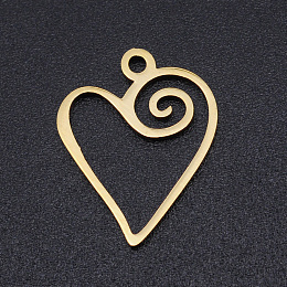 Honeyhandy 201 Stainless Steel Pendants, Laser Cut Pendants, Heart, Golden, 17x13.5x1mm, Hole: 1.5mm