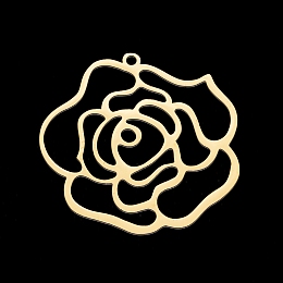 Honeyhandy 201 Stainless Steel Pendants, Laser Cut, Rose, for Valentine's Day, Golden, 30x30.5x1mm, Hole: 1.5mm