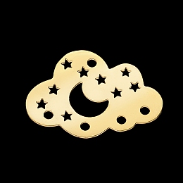 Honeyhandy 201 Stainless Steel Chandelier Components Links, Laser Cut, Cloud with Moon and Star, Golden, 17x25x1mm, Hole: 1.6mm