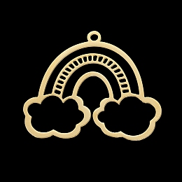 Honeyhandy 201 Stainless Steel Pendants, Laser Cut, Rainbow with Cloud, Golden, 24.5x30x1mm, Hole: 1.6mm