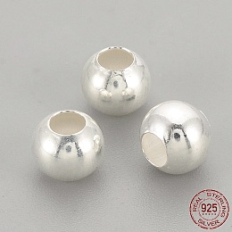 Honeyhandy 925 Sterling Silver Beads, Round, Silver, 2.5x2mm, Hole: 1mm