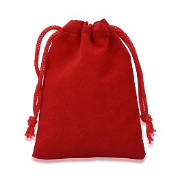 Honeyhandy Velvet Cloth Drawstring Bags, Jewelry Bags, Christmas Party Wedding Candy Gift Bags, Red, 9x7cm