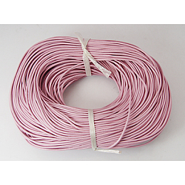 Honeyhandy Cowhide Leather Cord, Leather Jewelry Cord, Jewelry DIY Making Material, Round, Dyed, Pink, 1mm