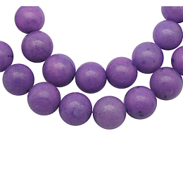 Honeyhandy Natural Mashan Jade Beads Strands, Dyed, Round, Purple, 6mm, Hole: 1mm, about 66pcs/strand, 16 inch