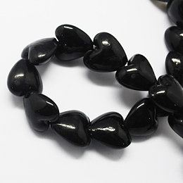 Honeyhandy Handmade Lampwork Beads, Heart, Black, 15x15x10mm, Hole: 1~2mm