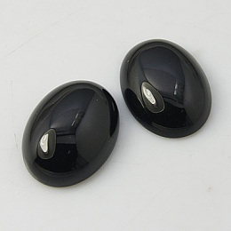 Honeyhandy Natural Gemstone Cabochons, Black Agate, Oval, Black, 25x18x7mm