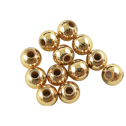 Honeyhandy Plating Acrylic Beads, Round, Golden, about 6mm in diameter, hole: 1mm