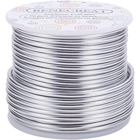 BENECREAT 10 Gauge Jewelry Craft Aluminum Wire 80 Feet Bendable Metal Sculpting Wire for Craft Floral Model Skeleton Making (Silver, 2.5mm)
