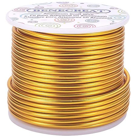 BENECREAT 10 Gauge Jewelry Craft Aluminum Wire 80 Feet Bendable Metal Sculpting Wire for Craft Floral Model Skeleton Making (Light Gold, 2.5mm)