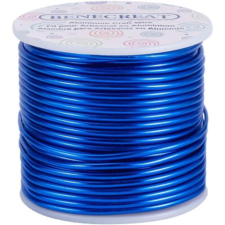 BENECREAT 10 Gauge 80FT Tarnish Resistant Jewelry Craft Wire Bendable Aluminum Sculpting Metal Wire for Jewelry Craft Beading Work - Blue, 2.5mm