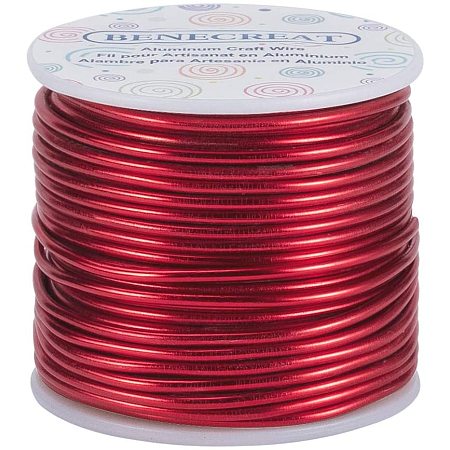 BENECREAT 10 Gauge 80FT Tarnish Resistant Jewelry Craft Wire Bendable Aluminum Sculpting Metal Wire for Jewelry Craft Beading Work - Red, 2.5mm