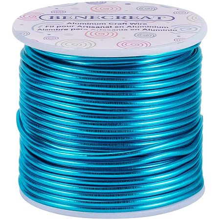 BENECREAT 10 Gauge 80FT Tarnish Resistant Jewelry Craft Wire Bendable Aluminum Sculpting Metal Wire for Jewelry Craft Beading Work - Deepskyblue, 2.5mm