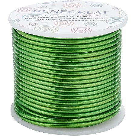 BENECREAT 80FT Matte Jewelry Craft Wire 10 Gauge Tarnish Resistant Aluminum Wire for Beading Sculpting Model Skeleton Making, Lime Green