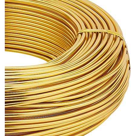 BENECREAT 180 Feet 12 Gauge Gold Jewelry Craft Wire Aluminum Wire Bendable Metal Sculpting Wire for Bonsai Trees, Floral, Arts Crafts Making
