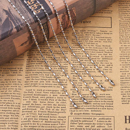 PandaHall Elite 50 Strands 304 Stainless Steel Ball Chain 2.4mm Round Column Shape Jewelry Making Necklace Chains 26 Inches
