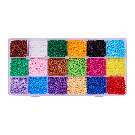 PandaHall Elite 1 Box Size 2.5mm DIY Fuse Beads and Pegboards with Tweezer Peg Boards Iron Paper Pack of 18 Colors for Kids Craft DIY Holiday Gift