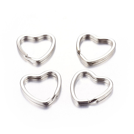Honeyhandy Iron Split Key Rings, Keychain Clasp Findings, Valentine's Jewelry Findings, Heart, Platinum Color, about 31mm in diameter, 3mm thick, 25mm inner diameter