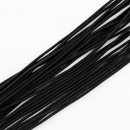 Arricraft Elastic Cord, with Fibre Outside and Rubber Inside, Black, 2mm; about 100m/bundle