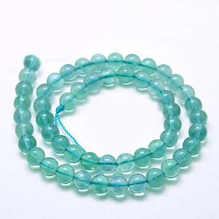 Honeyhandy Natural Blue Fluorite Beads Strands, Grade A, Round, 6mm, Hole: 0.8mm, about 57pcs/strand, 15.5 inch