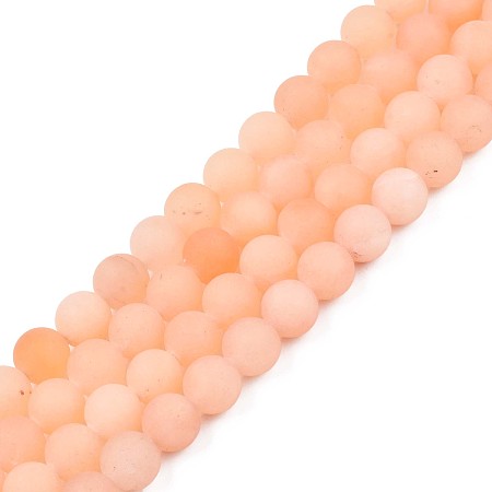 Natural Quartz Beads Strands, Frosted, Dyed, Imitation Sunstone, Round, PeachPuff, 8.5x8mm, Hole: 1.2mm, about 42~43pcs/strand, 14.88 inch~15.24 inch(37.8cm~38.7cm)