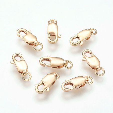 ARRICRAFT Yellow Gold Filled Lobster Claw Clasps, 1/20 14K Gold Filled, Cadmium Free & Nickel Free & Lead Free, 10x4x2mm, Hole: 2mm