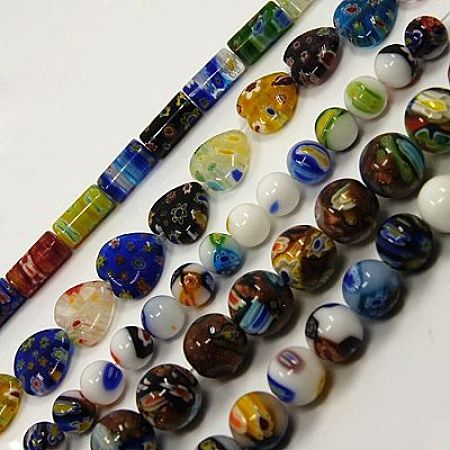 ARRICRAFT Handmade Millefiori Glass Beads Strands, Mixed Shape, Mixed Color, 3~17x4.5~18x4~14mm, Hole: 1mm, 22~173pcs/strand, 15.7 inches