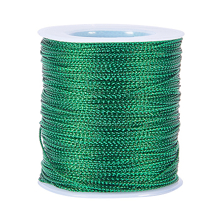 PandaHall Elite Green Diameter 2mm Jewelry Braided Thread Metallic Cords, about 100m/roll