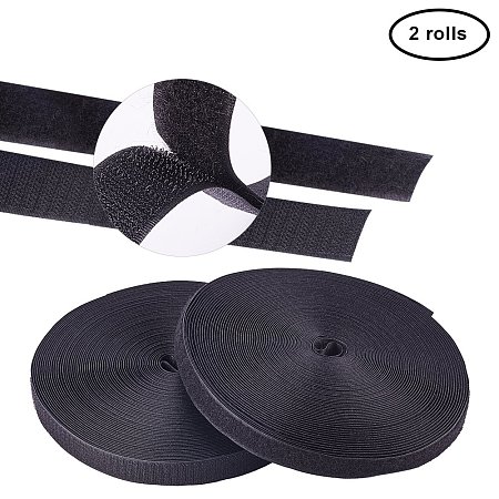 NBEADS 2 Rolls 50m Black Self Adhesive Hook and Loop Tapes Roll Sticky Back Tape Fastener for Picture and Tools Hanging Pedal Board Fastening