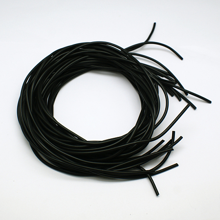Honeyhandy Synthetic Rubber Beading Cord, Round Hollow, Black, 2.0mm, Hole: 0.5mm, about 1.09 yards(1m)/strand
