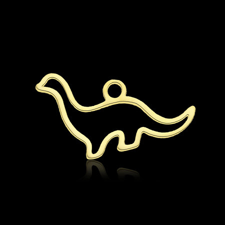 Honeyhandy 201 Stainless Steel Pendants, Dinosaur, Real 18K Gold Plated, 10x19.5x1mm, Hole: 1.8mm