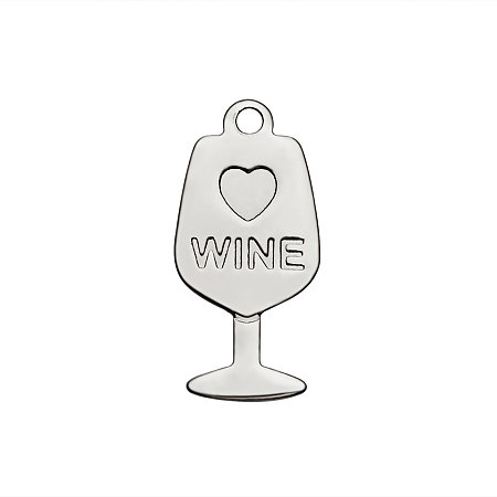 Honeyhandy 201 Stainless Steel Pendants, Wine Glass, Stainless Steel Color, 18x9x1mm, Hole: 1mm