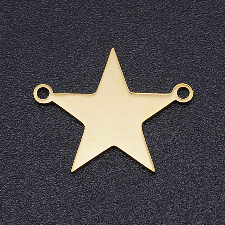 Honeyhandy 201 Stainless Steel Links connectors, Laser Cut, Blank Stamping Tag, Star, Golden, 14x18x1mm, Hole: 1.5mm