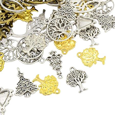 PandaHall Elite 500 Grams Tibetan Style Alloy Life of Tree Pendants Charm Mixed Styles for Jewelry Making Mixed Colors