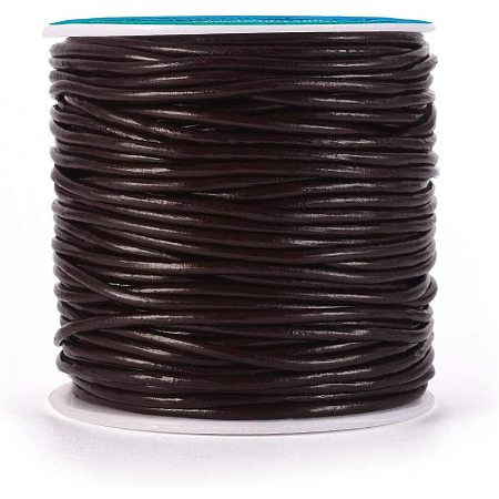 BENECREAT 30 Yards 2mm Round Genuine Leather Cord CoconutBrown Leather Cord String for Bracelet Necklace Beading Jewelry Making DIY Crafts