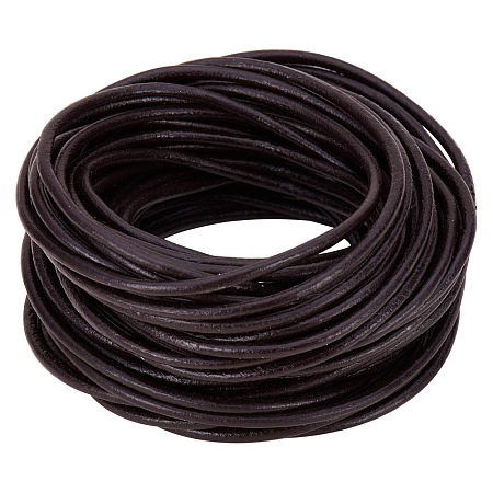 PandaHall Elite 1 Roll 2.5 mm Cowhide Genuine Leather Cords For Bracelet Beading Jewelry Making 11 Yard Dark Brown
