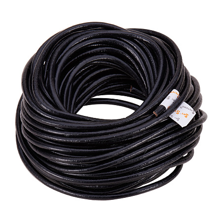 PandaHall Elite 1 Roll 2.5mm Black Cowhide Genuine Leather Cords For Bracelet Beading Jewelry Making 11 Yard