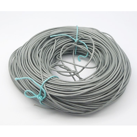 Honeyhandy Cowhide Leather Cord, Leather Jewelry Cord, Dark Gray, Size: about 2mm in diameter, about 109.36 yards(100m)/bundle