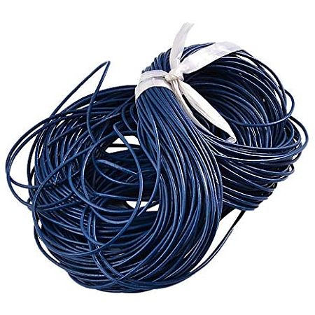 CHGCRAFT 100m Genuine Leather Jewelry Cord 2mm Cowhide Round Dyed Royal Blue String for Bracelet Necklace DIY Making