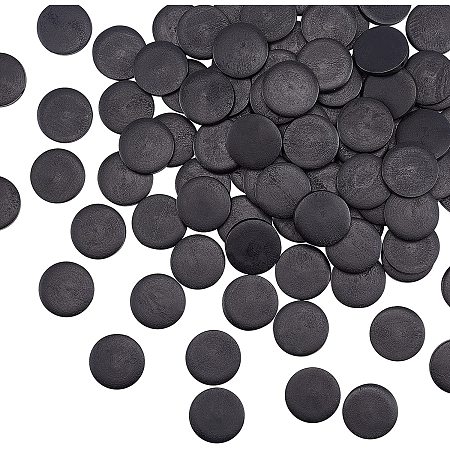 Pandahall Elite 500pcs 25mm Flat Round Wood Beads Black Wooden Loose Beads for Crafts DIY and Jewelry Making
