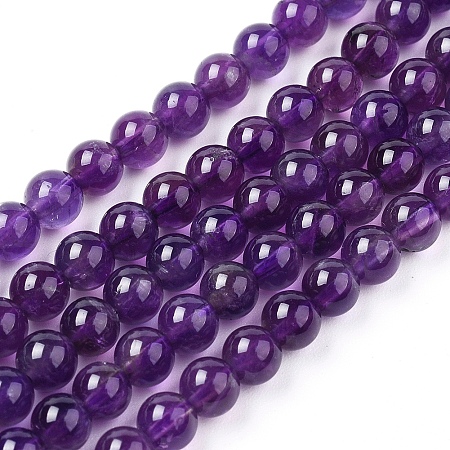 Honeyhandy Natural Amethyst Beads Strands, Dyed, Round, Indigo, 4mm, Hole: 1mm, about 46pcs/strand, 7 inch