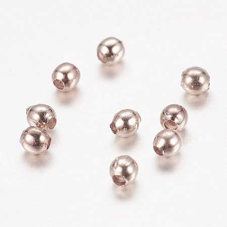 Honeyhandy Iron Spacer Beads, Cadmium Free & Lead Free, Round, Rose Gold, 2.5mm, Hole: 1mm