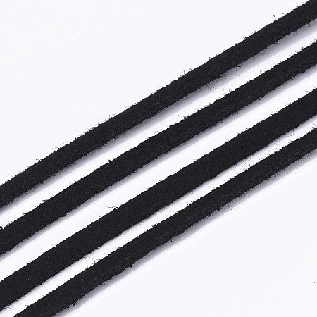 Honeyhandy Faux Suede Cord, Faux Suede Lace, Black, 2.5~2.8x1.5mm, about 1.09 yards(1m)/strand