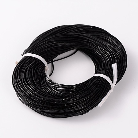Honeyhandy Cowhide Leather Cord, Leather Jewelry Cord, Black, about 1.5mm thick