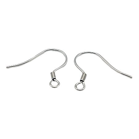 NBEADS 20 Pcs Stainless Steel Earring Hooks, 17x10.5mm, Pin: 0.7mm